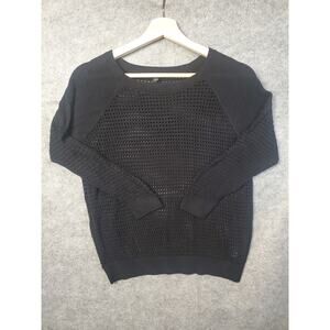 Express Women's Size Small Black Fish Net Raglan Sleeve Sweater